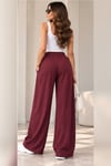 Bordo Beli Lastikli Palazzo Pantolon