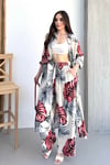 Bordo Desenli Cepli Beli Lastikli Gömlek Pantolon Kaftan Takım