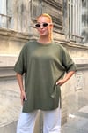 Haki Oversize Triko Bluz