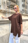 Kahverengi Oversize Triko Bluz