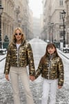 Kız Çocuk Gold Parlak Yazılı Şişme Mont