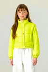Kız Çocuk Neon Yeşil Çıtçıtlı Fermuarlı Şişme Mont