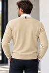Krem Bisiklet Yaka Regular Fit Erkek Kazak