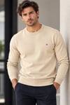 Krem Bisiklet Yaka Regular Fit Erkek Kazak