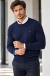 Lacivert Bisiklet Yaka Regular Fit Erkek Kazak