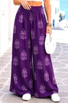 Mor Desenli Salaş Pantolon