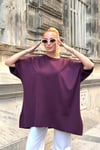 Mürdüm Oversize Triko Bluz