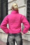 Pembe Dik Yaka Çıtçıtlı Fermuarlı Kısa Şişme Mont