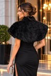 Siyah Broşlu Kürk Etol Bolero