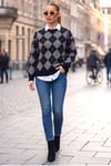 Siyah Gri Oxford Triko Kazak