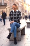 Siyah Gri Oxford Triko Kazak