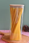 2400 ML Bambu Kapakli Cam Kare Kavanoz / 1  Adet