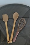 3 Lü Büyük Boy Bambu Spatula Seti / Açık Kahverengi