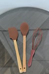 3 Lü Büyük Boy Bambu Spatula Seti / Kahverengi
