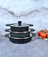 3 lü Döküm Granit Sahan Seti - Siyah 