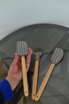 3 Lü Kapli Büyük Boy Bambu Spatula Seti / Kahve
