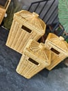 3 Lü Kare Rattan Sepet - Patates - Soğan - Sarımsak Sepeti