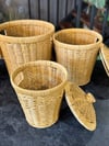 3 Lü Yuvarlak Rattan Sepet - Patates - Soğan - Sarımsak Sepeti