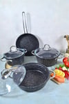 7 Parça Black Granit Döküm Tencere Seti - Siyah