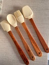 Akasya Saplı 4 Lü Mini Spatula Seti / Krem