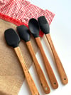 Akasya Saplı 4 Lü Mini Spatula Seti / Siyah