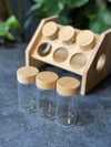 Bambu Stantlı 6 Lı Borosilikat Cam Baharatlık Seti
