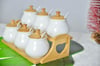 Bambu Stantlı Porselen 6 Lı Baharatlık