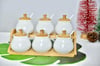 Bambu Stantlı Porselen 6 Lı Baharatlık