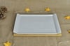 BAMBU TEPSİLİ DİKDÖRTGEN PORSELEN TABAK 29.5x20 CM
