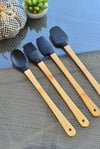 Bella 4 Lü Mini Bambu Spatula Seti / Siyah