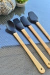 Bella 4 Lü Mini Bambu Spatula Seti / Siyah