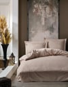 Elegant Stripe Saten Çift Kişilik Nevresim Takımı Bej