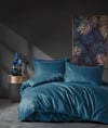 Elegant Stripe Saten Çift Kişilik Nevresim Takımı Mavi