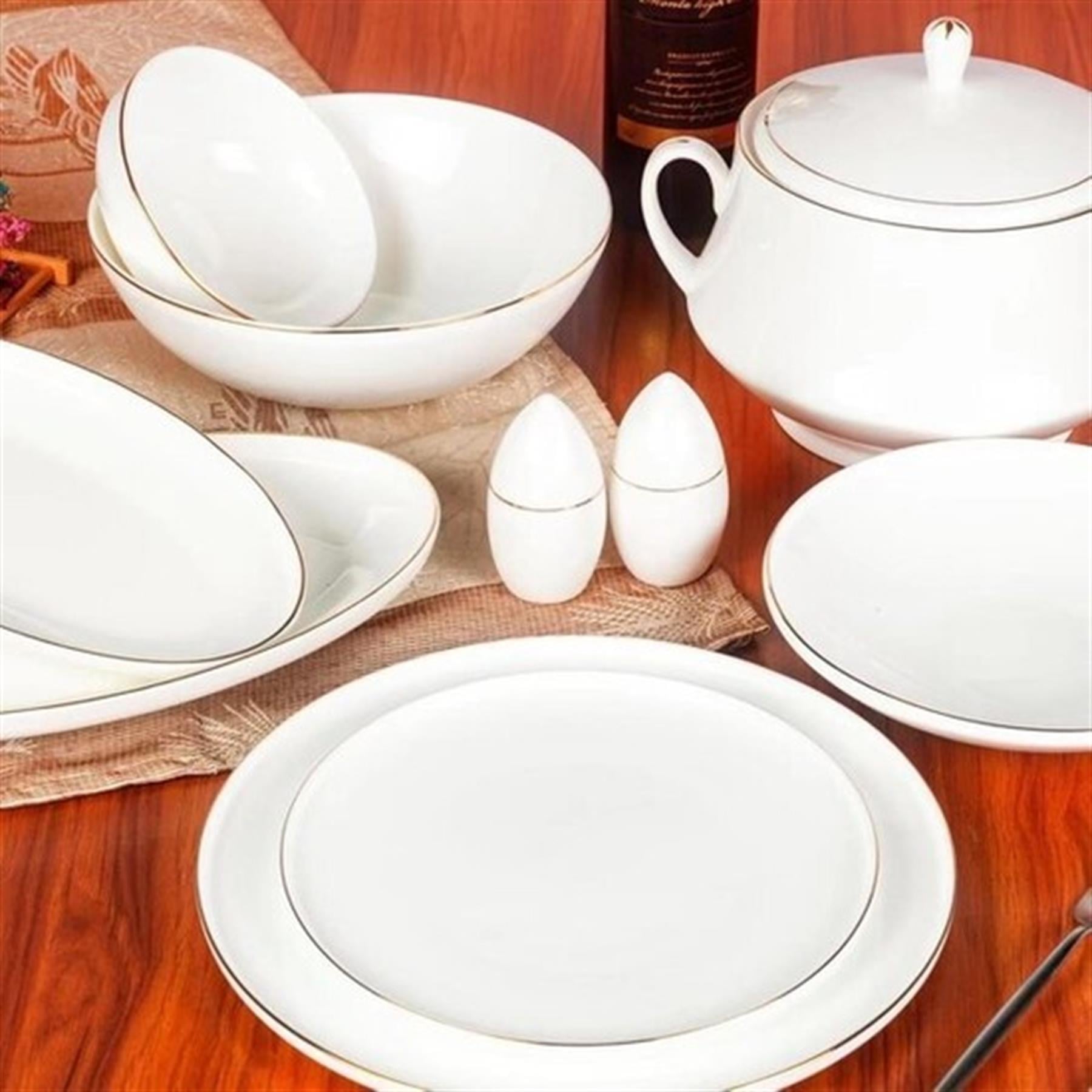 Gold Shine Bone China 12 Kişilik 55 Parça Porselen Yemek Takımı