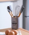 Gray 5 Li Stantlı Mini Bambu Spatula Seti