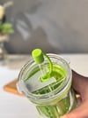 Kapaklı Cam Pipetli Meyve Detoks Kupa  390 ML - Avakado