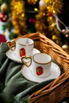 Limoges 2 Kişilik Kahve Fincanı Takımı - Kırmızı Paket