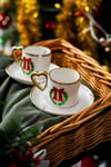 Limoges 2 Kişilik Kahve Fincanı Takımı - Kırmızı Çelenk