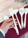 Linda 5 Li Mini Silikon Spatula Seti - Krem