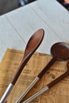 Metal Saplı Akasya Kaşık - Kevgir - Spatula 3 lü Set