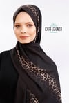Degrade Leopar Şal - Siyah Gold