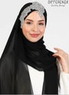 Flora El İşleme Şal-Siyah