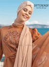 İnci Tanesi Büzgü Bone-Bej