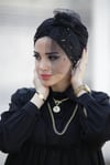 İncili Tül Bone - Siyah Nikel