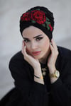 İşlemeli Red Rose -Siyah