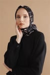 Logolu Zincir Desen Eşarp - Siyah