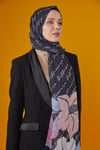 Lotus Desenli Şal Siyah