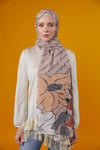 Lotus Desenli Şal Vizon