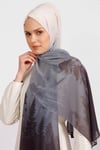 Natura Desenli Şal - Gri & Beyaz