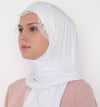 SAKALLI DANTEL ŞAL-Beyaz